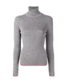 Thom Browne Rwb Tipping Stripe Merino Turtleneck Jumper In Gray