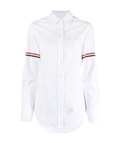 Thom Browne Rwb Striped Buttoned Shirt In White