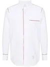 Thom Browne Long-sleeve Cotton Shirt With Subtle Piping Details In White