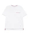 Thom Browne Oversized Short Sleeve Tee With Embroidered Rwb Pocket Trim In Heavy Jersey Clothing In White