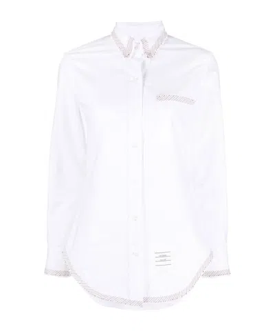 Thom Browne Rwb Trim Oxford Shirt In White