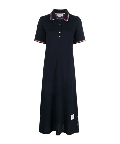 Thom Browne Rwb-trimmed Polo Dress In Blue