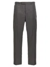 Thom Browne Backstrap Cropped Tailored Trousers In Gray