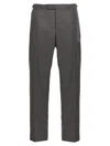 Thom Browne Backstrap Cropped Tailored Trousers In Gray