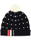 THOM BROWNE RWB VIRGIN WOOL POMPOM BEANIE