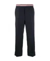 Thom Browne Rwb-waistband Cropped Tailored Trousers In Black