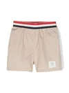 Thom Browne Rwb-waistband Rugby Shorts In Brown