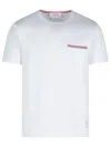 Thom Browne Oversized Short Sleeve Tee With Embroidered Rwb Pocket Trim In Heavy Jersey Clothing In White