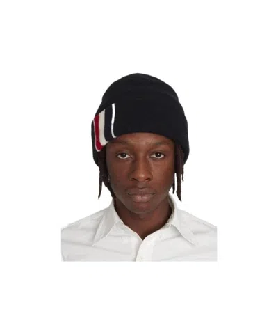 Thom Browne Rwb Wool Beanie In Black