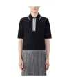 Thom Browne Navy Half-zip Polo In Black