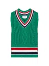 Thom Browne Rwb-stripe Cable-knit Vest In Multi