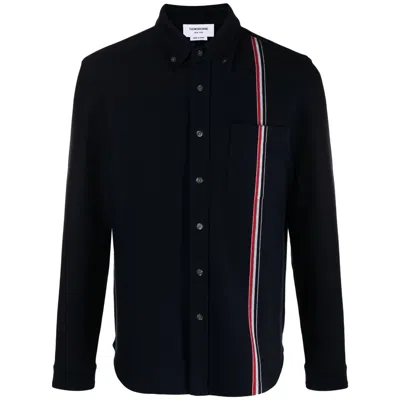 Thom Browne Rwb-stripe Cotton Shirt Jacket In Blue