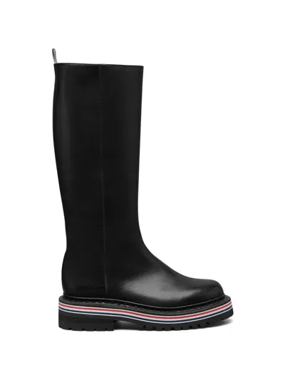 Thom Browne Rwb-stripe Leather Boots In Multi