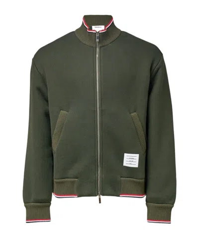 Thom Browne Rwb-striped Zipped Sweatshirt In Green