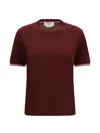Thom Browne Wool-blend With Contrast Trim T-shirt In Brown