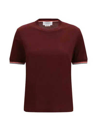 Thom Browne Rwb-tipping Ribbed-cuff T-shirt In Red