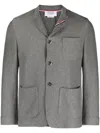 Thom Browne Men Sack Jacket In Double Face Knit Eng Rwb Stripe In Grey