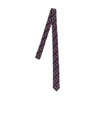Thom Browne Sailboat Striped Necktie In Black