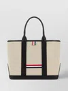 THOM BROWNE SAND CANVAS SHOPPING BAG