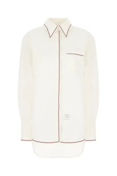 Thom Browne Sand Cotton Blend Shirt In White
