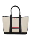 Thom Browne Sand Rwb-stripe Tote Bag In Beige
