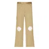 Thom Browne Satin Stitch Unconstructed Daisy Patch Trouser In Beige