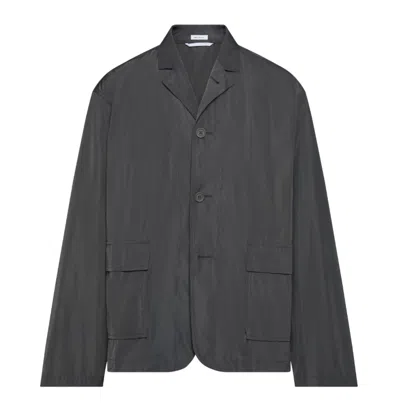 Thom Browne Packable S/c W/ Flap Pockets (27") W/ Logo Print In Light Memory Tech In Gray