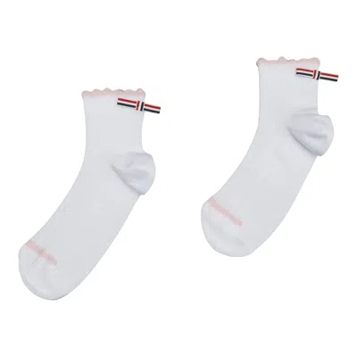 Thom Browne Scalloped Edge Pointelle Stitch Crew Socks Women In White