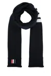 Thom Browne Scarf W/ Engineered 4 Bar In Solid Class In Blue