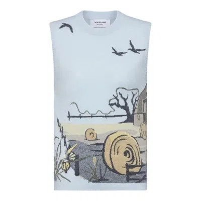Thom Browne Scenic Intarsia Cashmere Shell Top Women In Blue