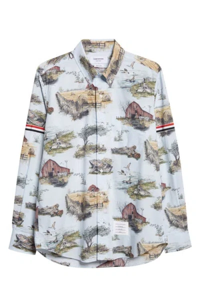 THOM BROWNE THOM BROWNE SCENIC STRAIGHT FIT COTTON POPLIN BUTTON-DOWN SHIRT