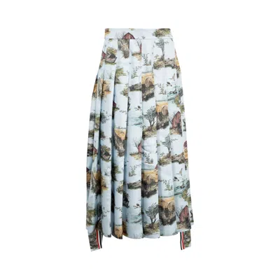 Pre-owned Thom Browne Scenic Toile Classic Pleated Skirt 'seasonal Multicolor' | Multi-color | Women's Size 40
