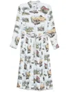 Thom Browne Scenic Toile Maxikleid Mit Falten In White