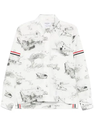 Thom Browne Scenic Toile-print Cotton Shirt In White