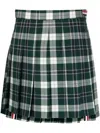Thom Browne Pleated Mini Skirt With Classic Tartan Pattern In Green