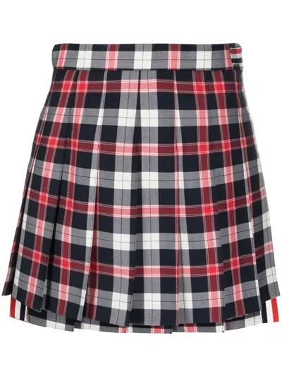 Thom Browne Tartan Twill Pleated Mini Skirt In Multicolour