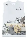 Thom Browne Seasonal Scenic Cashmere Jersey Shell Top In Blue