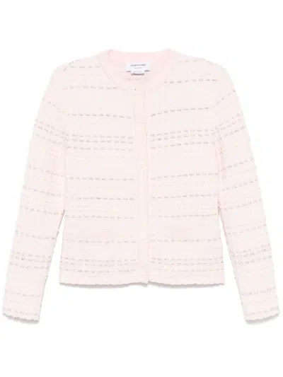 Thom Browne Seersucker-cardigan In Pink