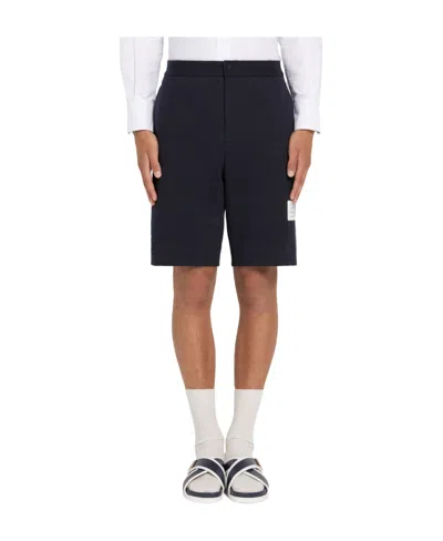 Thom Browne Seersucker Double Face Tech Shorts In Black