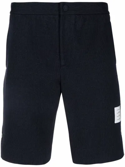 Thom Browne Seersucker Double Face Tech Shorts In Blue