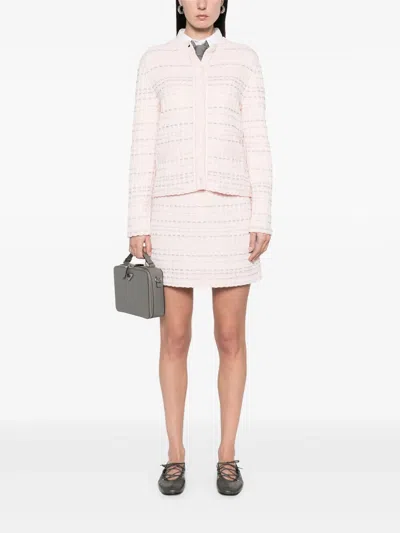 Thom Browne Seersucker Knit Tweed Jacquard Mini Skirt Women In Neutral