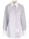 Thom Browne Seersucker Long Shirt Shirts Grey In Grey