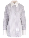 Thom Browne Seersucker Long Shirt Shirts Grey In Grey