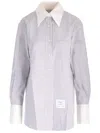 Thom Browne Seersucker Long Shirt Shirts Grey In Grey