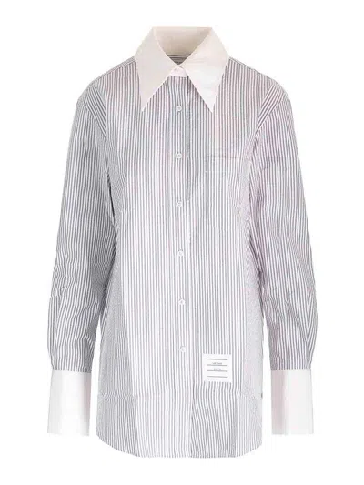 Thom Browne Seersucker Long Shirt In White