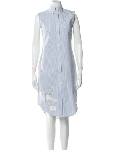 Pre-owned Thom Browne Seersucker Midi Length Dress In Multi