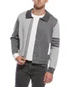 Thom Browne Seersucker Polo Collar Bomber Jacket In Gray