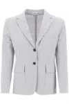 Thom Browne Seersucker Single Breasted Jacket In Grey