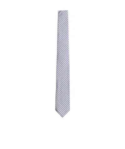 Thom Browne Seersucker Stripe Tie In White