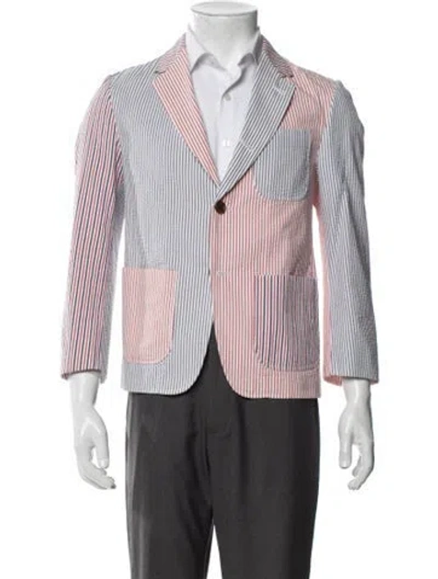 Pre-owned Thom Browne Seersucker Striped Blazer In White